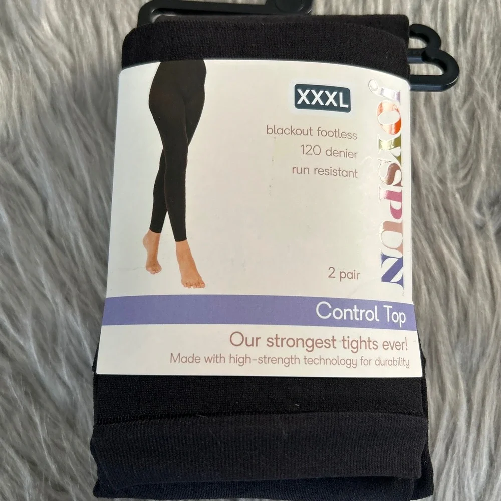 Joyspun Control Top Tights Womens Size XXXL Black Footless 120 Denier